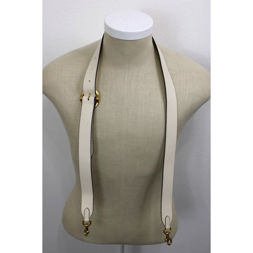 Coach White Ivory Leather Strap with Gold Hardware NEW